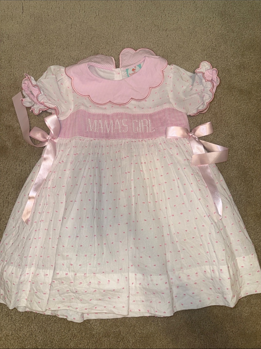 Mama's Girl Pink Smocked Baby Dress